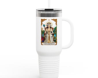 Taza de viaje/vaso térmico de 40 oz con diseño de la carta del Tarot de la Emperatriz