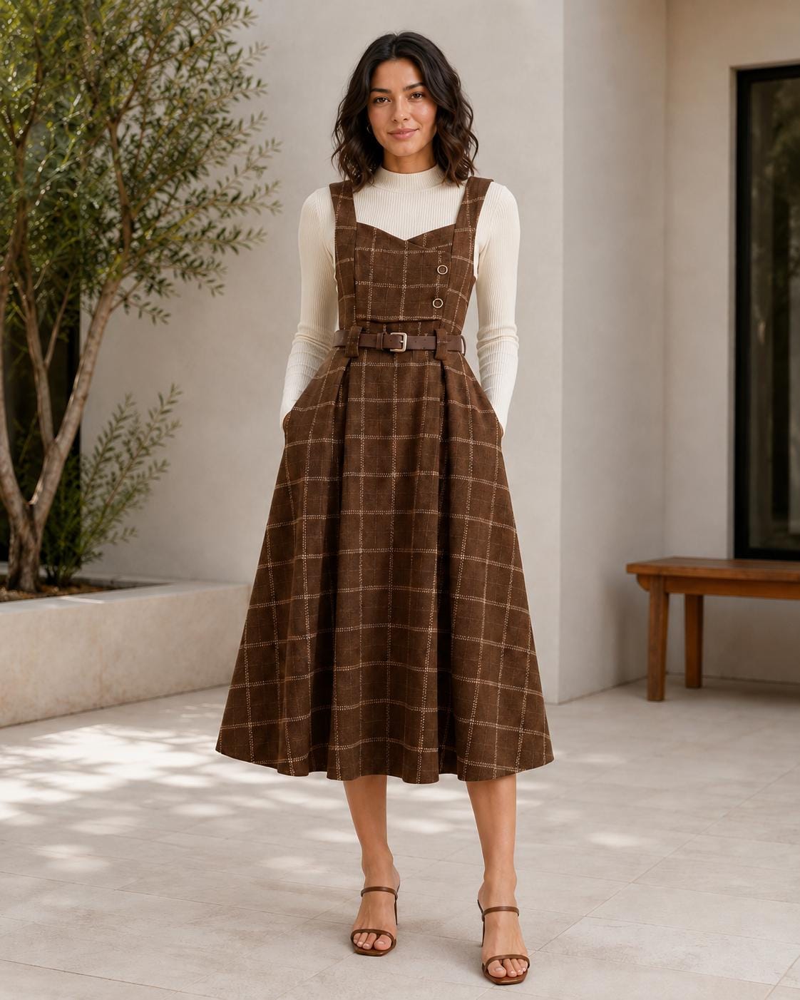 Vintage Plaid Pinafore Dress