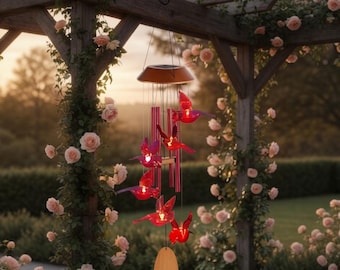 Campanelli a vento solari Cardinal | Incantevole decorazione da giardino con | Scultura di uccello luminosa Arte Cultura asiatica