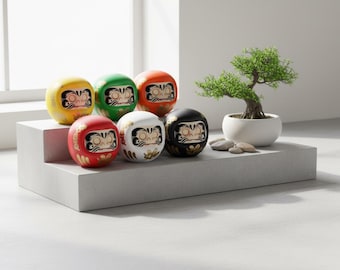 Salvadanaio Daruma portafortuna | Amuleto giapponese che esaudisce i desideri | Regalo decorativo tradizionale di arte popolare