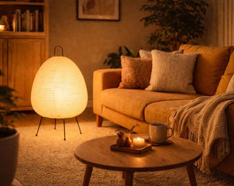 繭のような日本の和紙ランプ – 温かみのある雰囲気とミニマルなデザイン