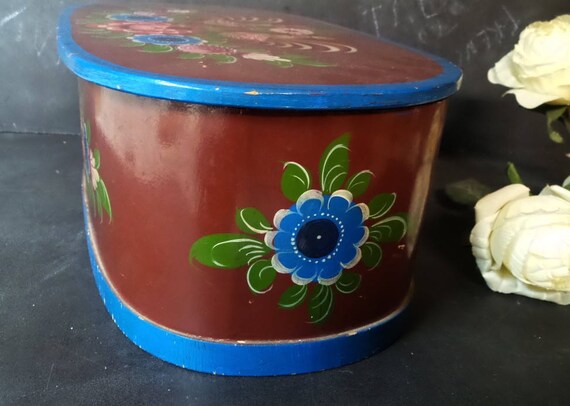 Vintage French Bread Box Hand Painted Wooden French Bread Box Hand Painted Wooden