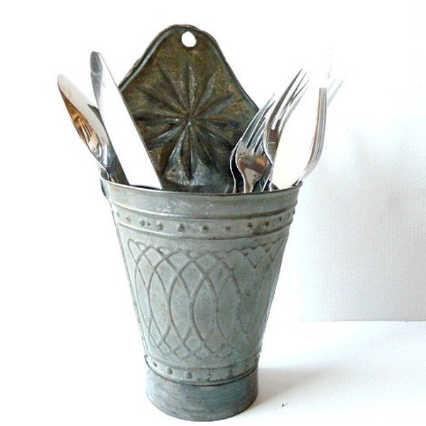 Antique French utensil holder .Shabby chic .French country