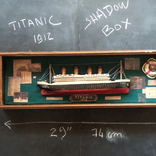 RESERVED FOR NAOMI !!!!! Vintage Titanic shadow box.Diorama.Box display. Display cabinet .Shadowbox.Home Decor .Beach Decor