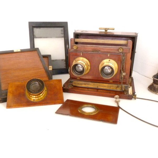 VERY RARE Antique french camera .Folding Camera .Stereoscopic Camera .