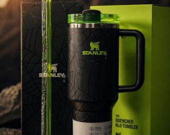 Glow in the Dark Spider Web 40oz Tumbler with Handle and Straw, Halloween Drinkware Gift