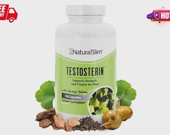 Multivitamínicos NaturalSlim Testosterin para hombres, potenciador de testosterona, 180 cápsulas.