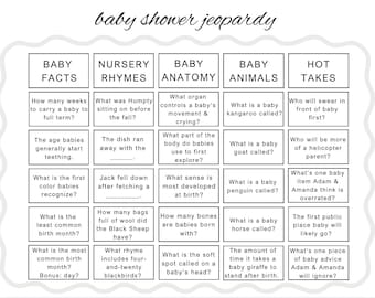 Baby Shower Jeopardy Game, Editable Baby Shower Template, Printable Baby Shower Game, Canva Baby Shower Quiz, Instant Download