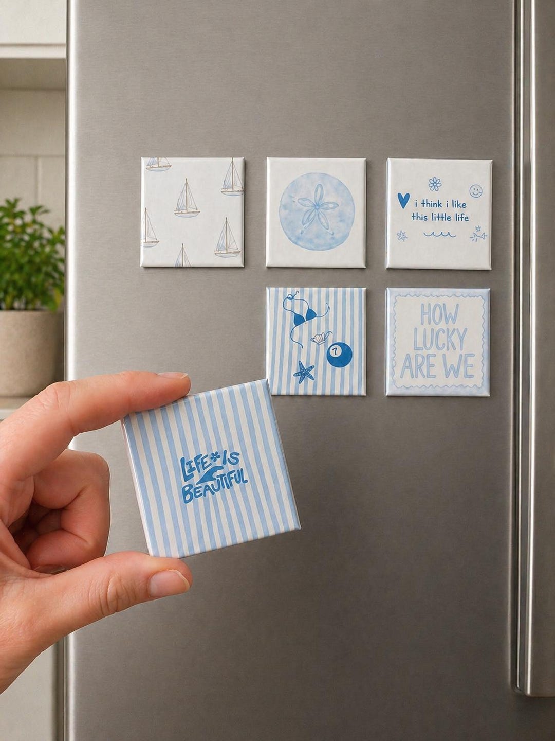 Blue Coastal Magnets | Beachy Designs | Set of 6 - Etsy