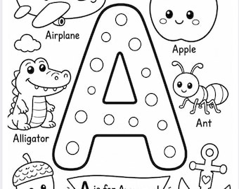 A-Z Alphabet Coloring Pages, Letter Recognition Worksheets, Beginning Sounds Printable, Preschool Activities, Toddler & Kindergarten PDF