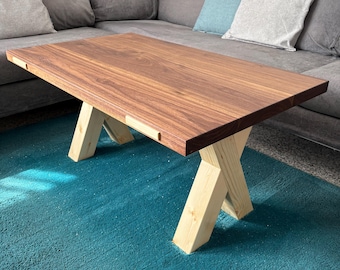 Mesa de centro de madera maciza hecha a medida - Mesa de centro artesanal - Diseño minimalista