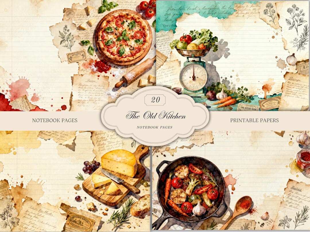 Vintage Cooking Journal Kit Printable | Recipe Notebook Pages | Kitchen ...