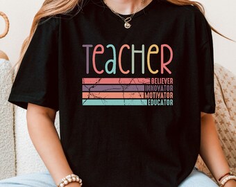 Retro Teacher Shirt, Pastel Teacher Appreciation Tee, Cute Educator Gift