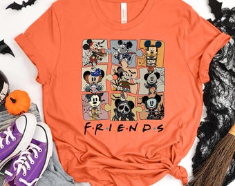 Horror Friends Disney Halloween Shirt, Spooky Mashup Characters Tee, Retro 90s Sitcom Horror Movie Costume