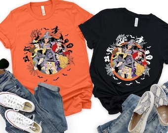 Disney Princess Witch Shirt Spooky Season Halloween Squad Girls Trip Apparel