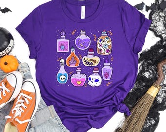 Magic Potion Shirt Witch Halloween Apparel Spooky Season Potion Bottle Aesthetic Fall Tee