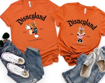 Custom Disneyland Halloween Shirt Mickey Minnie Pumpkin Head Couples Matching Theme Park Apparel