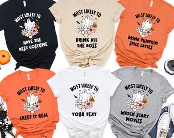 Custom Most Likely To Halloween Shirt Funny Ghost Floral Spooky Squad Apparel
