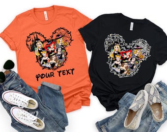 Custom Princess Witch Halloween Disney Shirt, Matching Girls Trip Apparel Mouse Ear Birthday Squad Tee