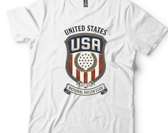 Vintage USA Soccer T-Shirt, World Cup 2026 Tee, Retro American Soccer Fan Apparel, US National Team Top, USA Shield Graphic Match Day Shirt