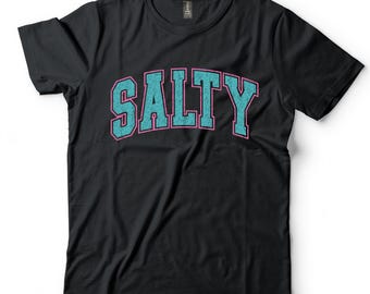 Salty Shirt, Funny Sarcastic T-Shirt, Distressed Varsity Graphic Tee, Trendy Beach Vibes Gift