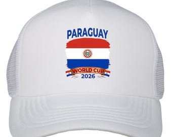 Paraguay World Cup 2026 Trucker Hat, Paraguayan Flag Soccer Gift, Adjustable Mesh Fan Cap
