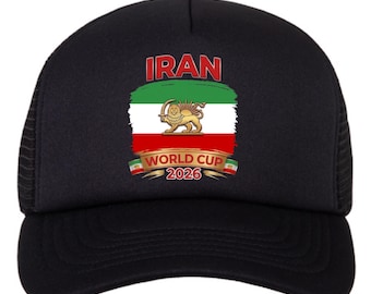 Iran World Cup 2026 Trucker Hat, Iranian Flag Soccer Gift, Adjustable Mesh Fan Cap