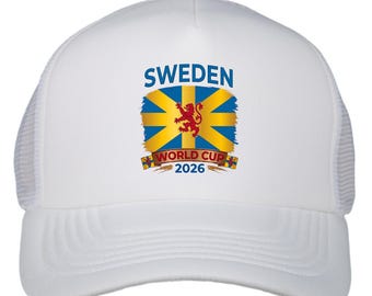 Sweden World Cup 2026 Trucker Hat, Swedish Flag Soccer Gift, Adjustable Mesh Fan Cap