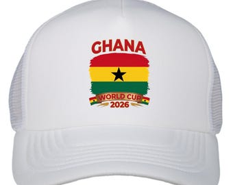 Gorra de camionero de Ghana para el Mundial 2026, regalo de fútbol con la bandera de Ghana, gorra de aficionado de malla ajustable