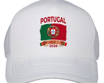 Portugal World Cup 2026 Trucker Hat, Portuguese Flag Soccer Gift, Adjustable Mesh Fan Cap