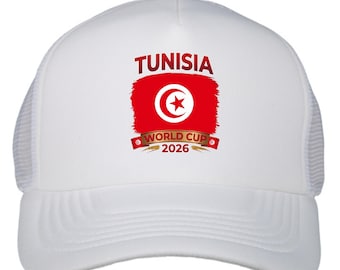 Tunisia World Cup 2026 Trucker Hat, Tunisian Flag Soccer Gift, Adjustable Mesh Fan Cap