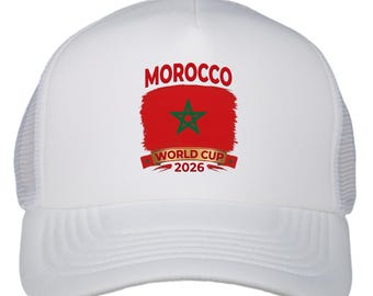 Morocco World Cup 2026 Trucker Hat, Moroccan Flag Soccer Gift, Adjustable Mesh Fan Cap