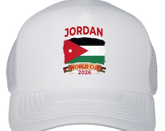 Jordan World Cup 2026 Trucker Hat, Jordanian Flag Soccer Gift, Adjustable Mesh Fan Cap