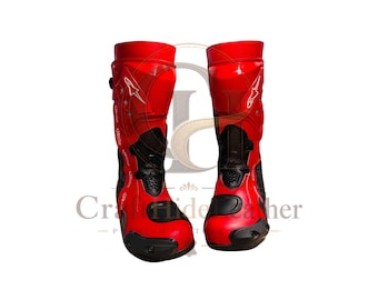 Alpinestars Supertech R Racing Boots – Red Black Sport Bike Track Moto Gear