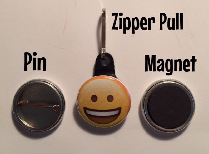 Emoji pins and zipper pullsLocker Etsy