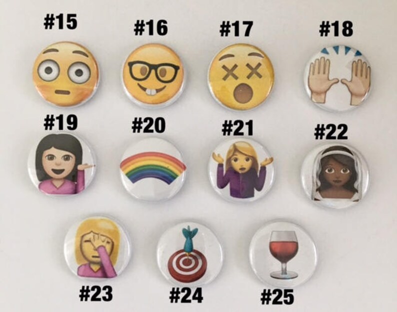 Emoji pins and zipper pullsLocker Etsy