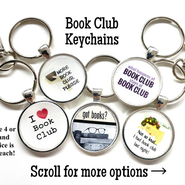 Book Club keychains, book club gift, Librarian gift, teacher gift, Book Club grab bag, Readers gift,