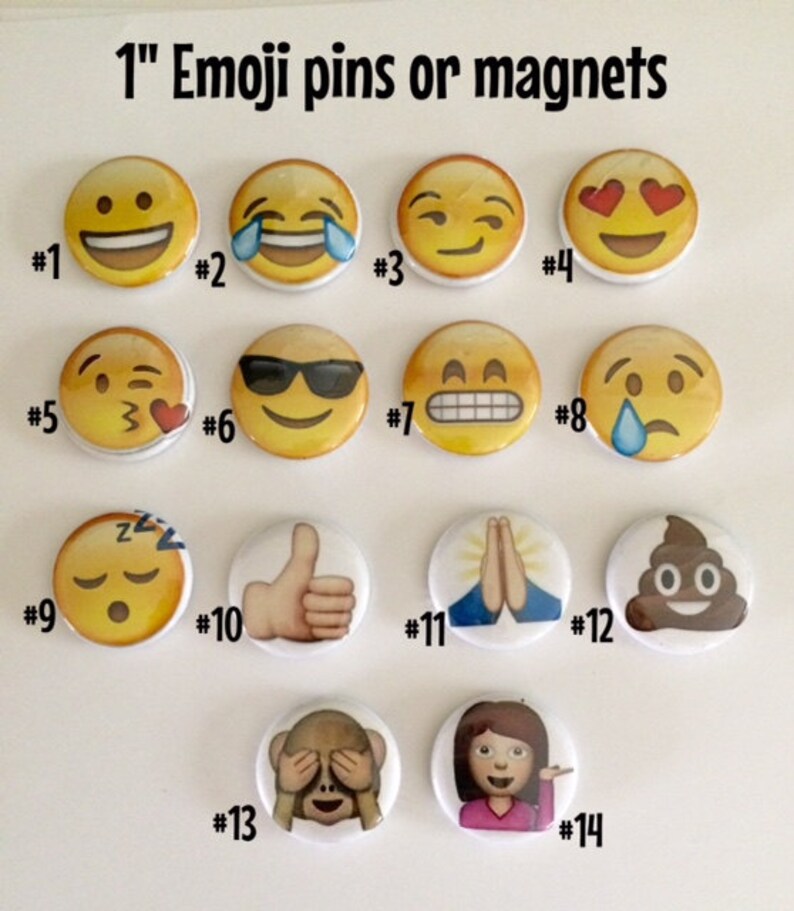 Emoji pins and zipper pullsLocker Etsy