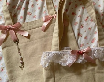 Coquette Tote Bag Sewing Pattern: Balletcore Ribbon Lace Tutorial (PDF Download)