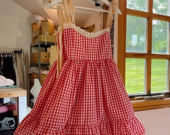 Coquette Gingham Mini Dress Sewing Pattern | Tiered Ruffle Frock (Digital PDF Pattern)