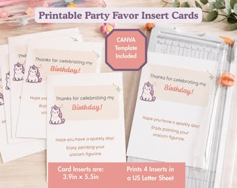 Insertion de cartes d'emballage pour cadeaux de fête Licorne | Toile modifiable | carte cadeau imprimable | Cadeau d'anniversaire bricolage | Téléchargement instantané
