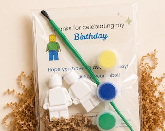 Small Brick Robots Paint Kit | Eco Resin Figurine, Fridge Magnet Figurines, Non-Toxic Paints, Birthday Party Favor