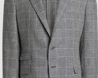 Jaqueta xadrez de lino Ralph Lauren etiqueta roxa, Kent, 40R