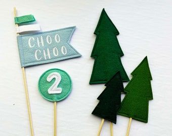 Felt Cake Topper Set: Choo Choo Second Birthday, Woodland Trees