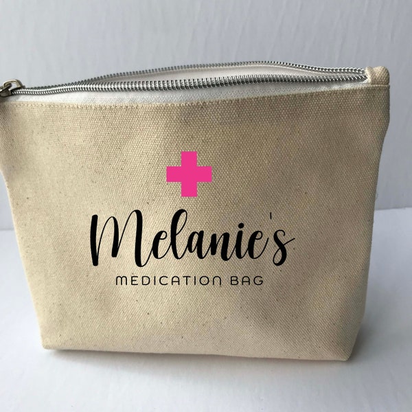 Personalized medication pouch - drug bag - Travel meds pouch - first aid drug kit - custom name medication bag