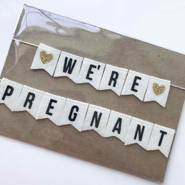 We're Pregnant - Felt Bunting Cake Topper - new parents to be - pregnancy announcement