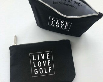 Custom Golf bag - Fathers Day Gift - Dad's Golf Bag - Golf Tee Zipper Pouch - Live Love Golf