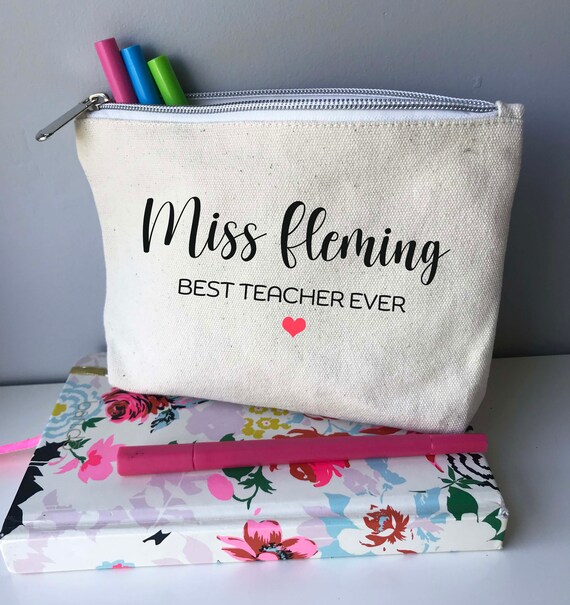 Teacher Pencil Pouch, Makeup Bag, Teacher Gifts Personalized