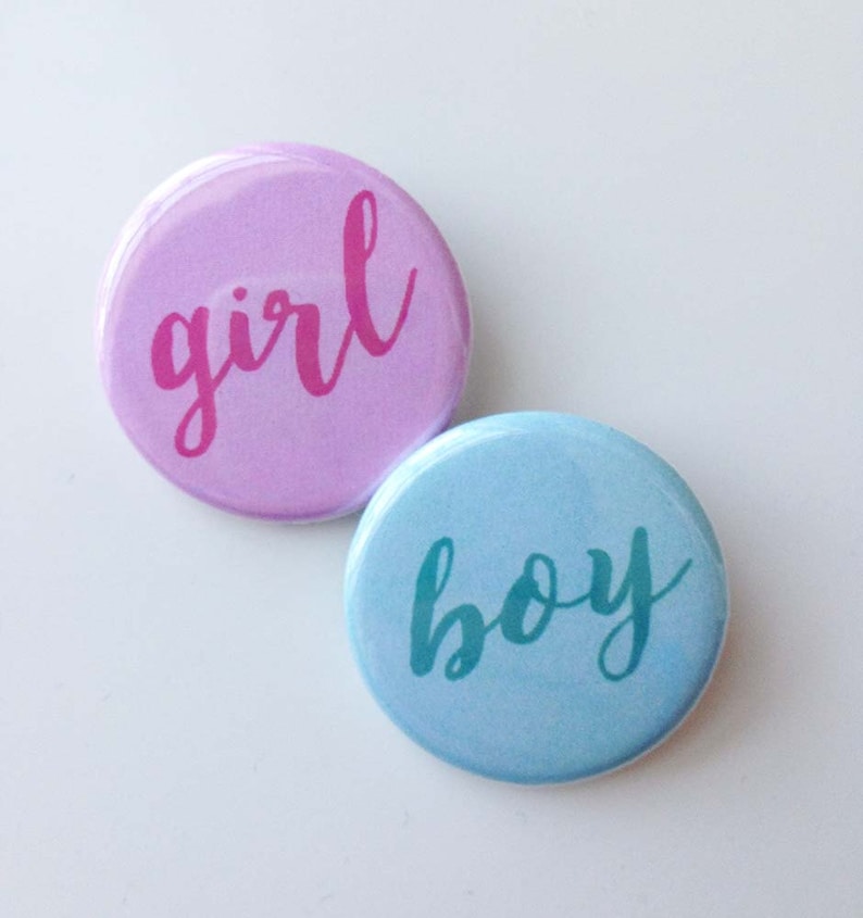 Baby Shower Buttons gender reveal boy or girl pack of 20 | Etsy