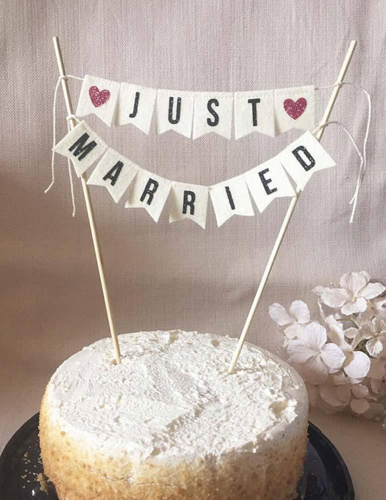 Just Married Cake Bunting Wedding Cake Topper Etsy